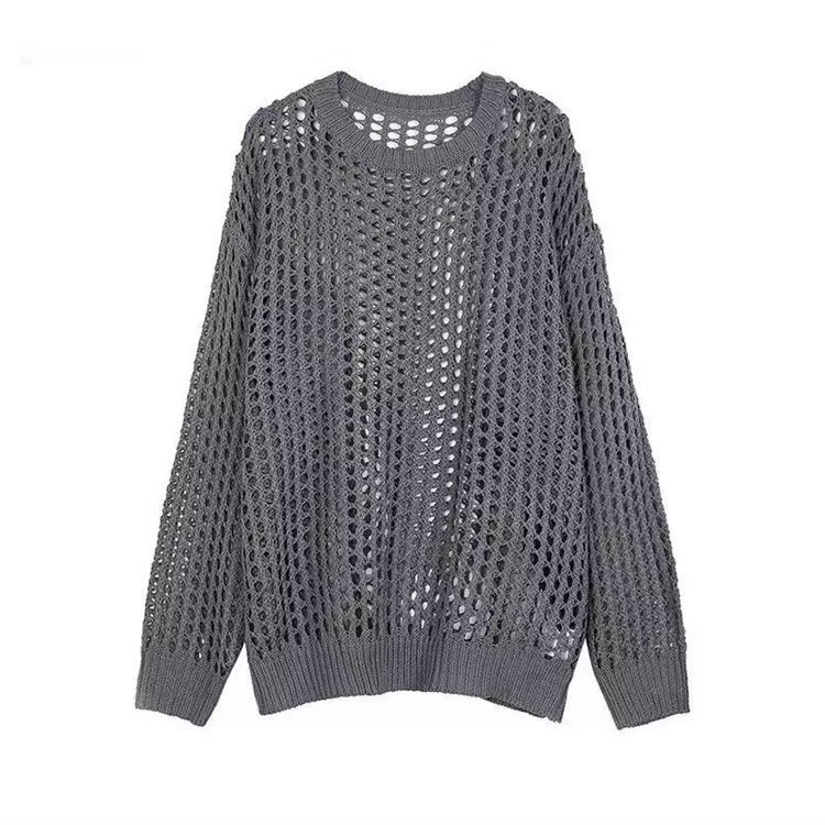 Open-Knit Long-Sleeve Top