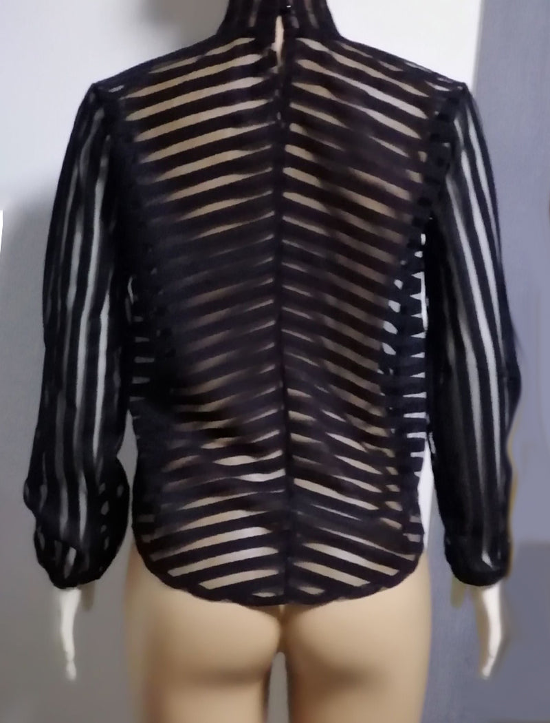 Sheer Patterned Long-Sleeve Top