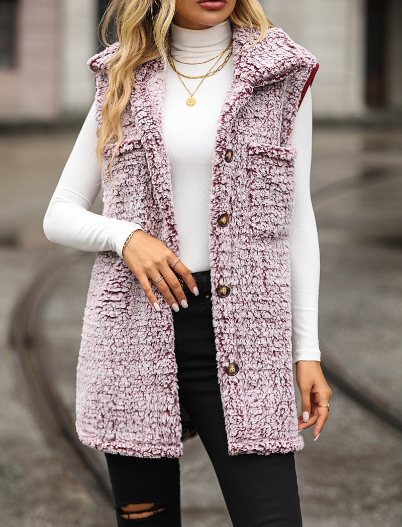 Sleeveless Sherpa Button Vest