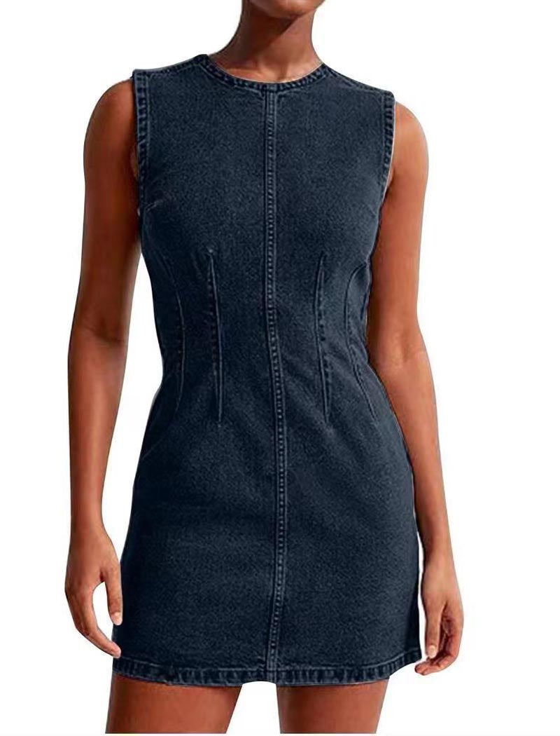 Fitted Sleeveless Denim Mini Dress