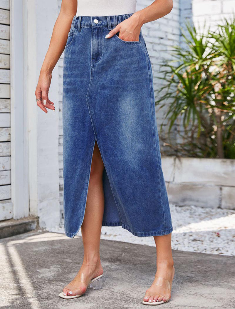 Denim Slit Skirt