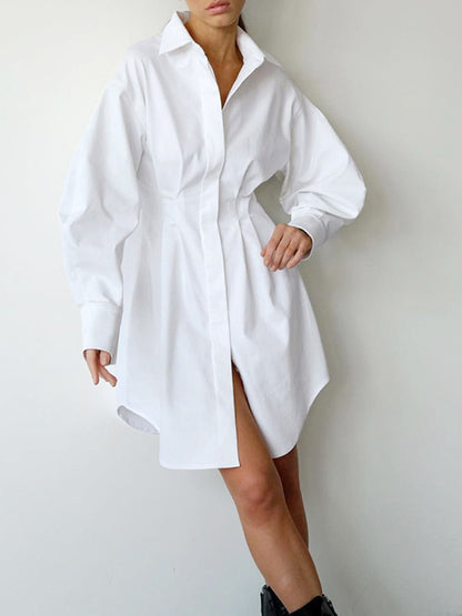 Balloon Sleeve Shirt Dress