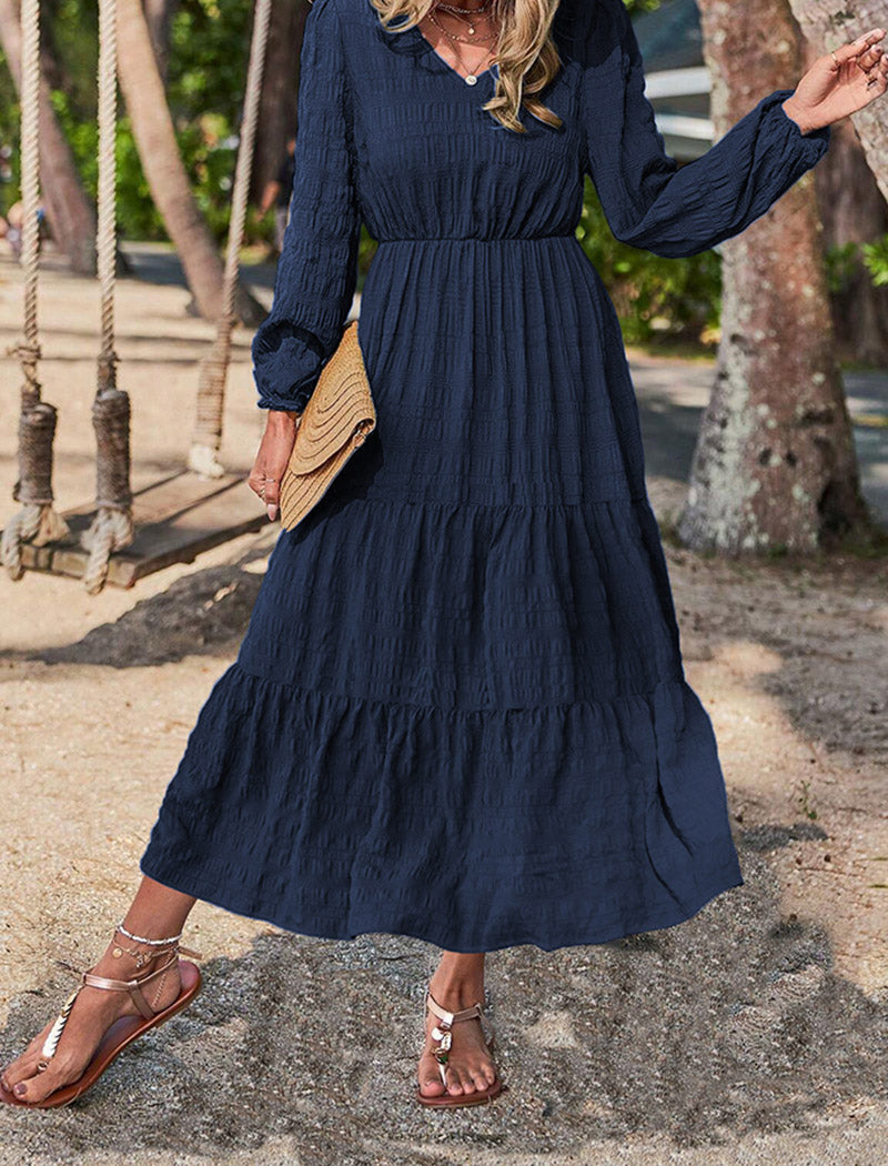 Tiered Long Sleeve Maxi Dress