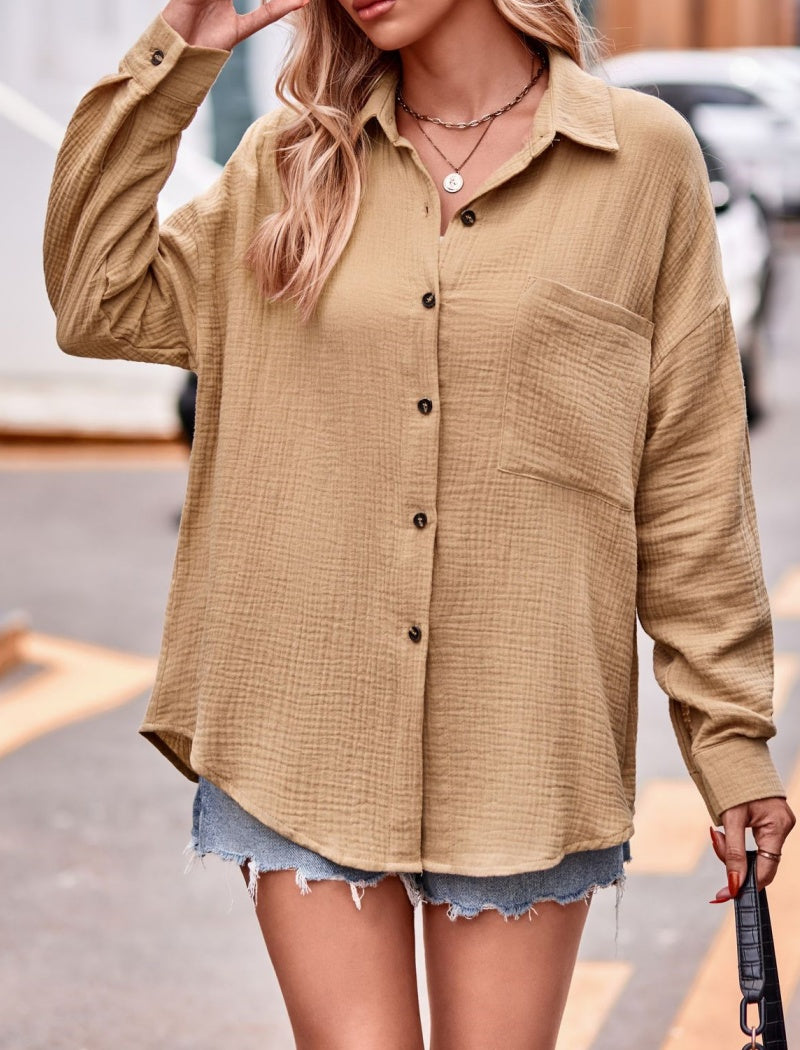 Button-Up Oversized Shirt with Layering Effect