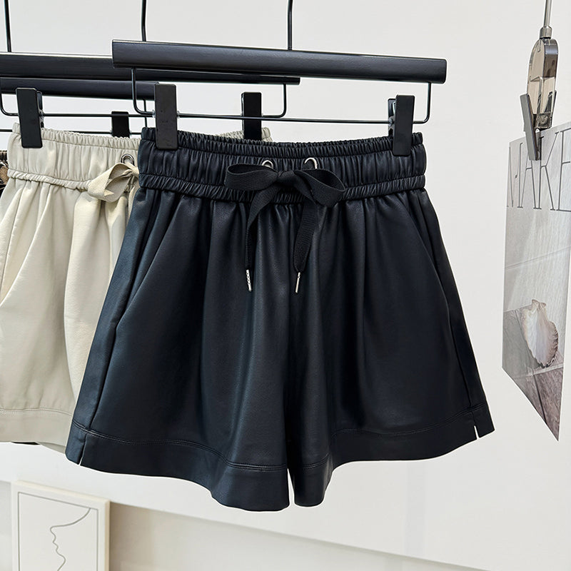 High-Waist Faux Leather Shorts