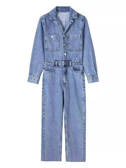 Buttoned Denim Jumpsuit