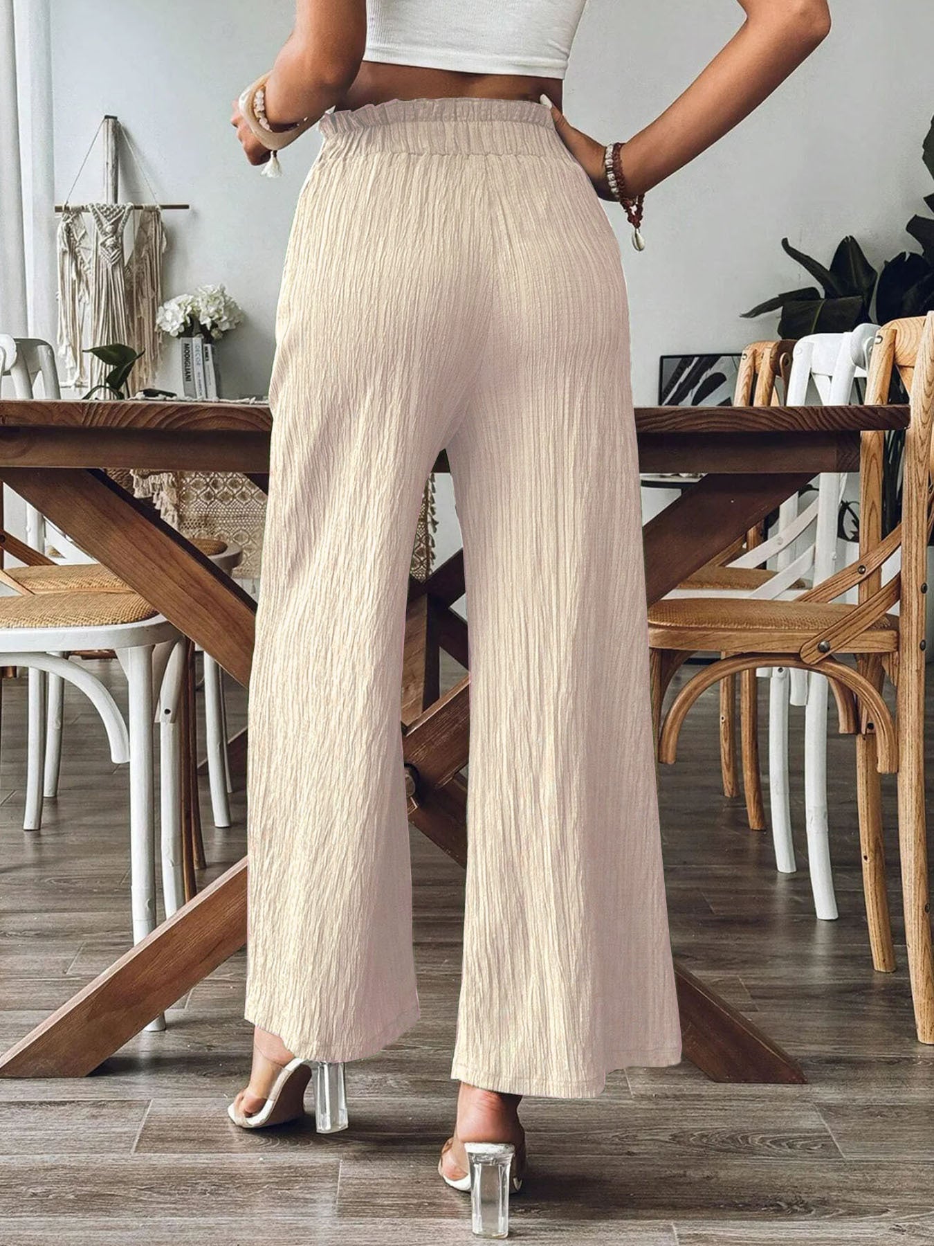 Ruffle Wide-Leg Pants