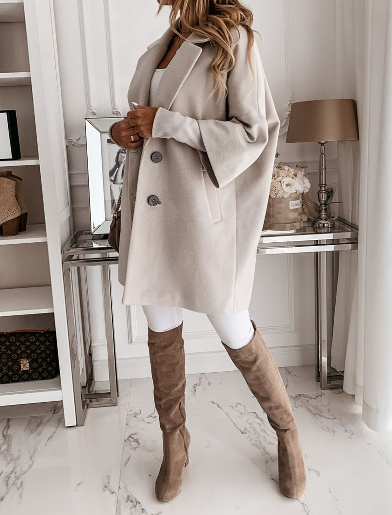 Notch Collar Buttoned Longline Coat