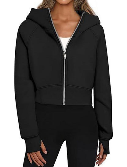 Cropped Zip-Up Hoodie Jacket