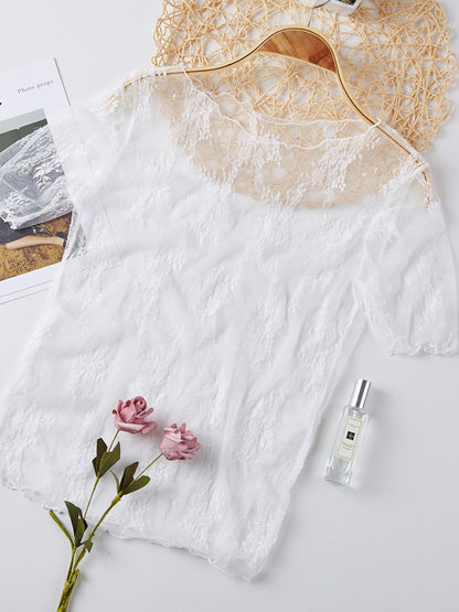 Lace Short-Sleeve Base Top