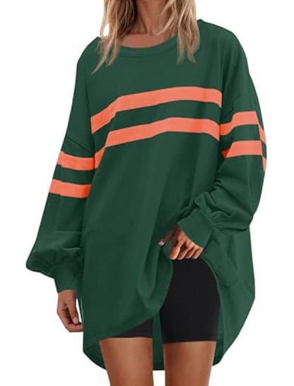 Striped Crewneck Loose-Fit Top