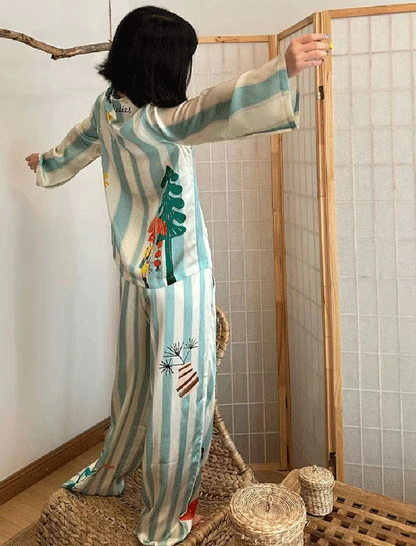 Printed Button-Down Pajama Set