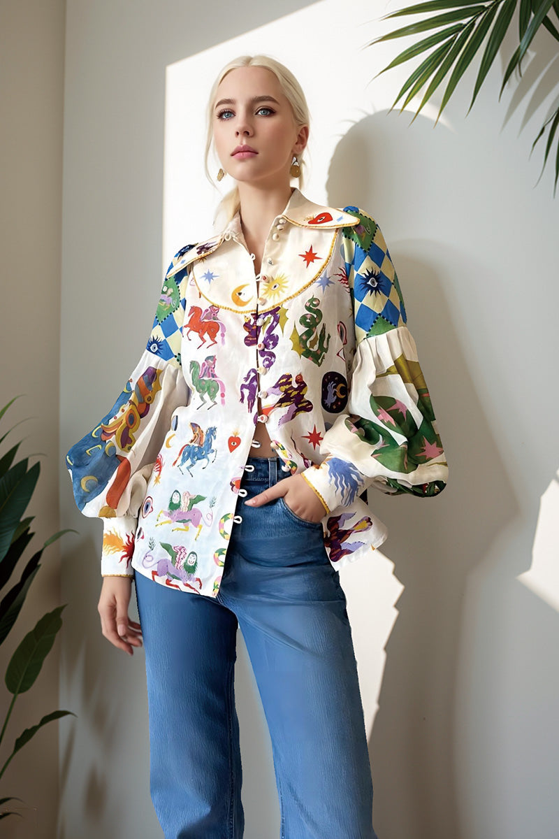 DVI407054T Vintage Graphic Print Shirt