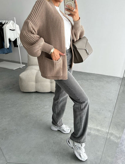 Oversized Knit Open Front Cardigan