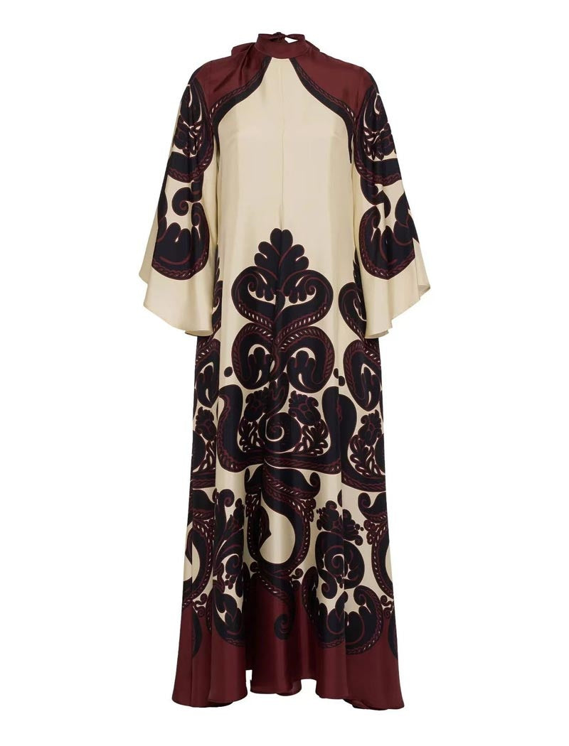 Vintage Print Maxi Dress