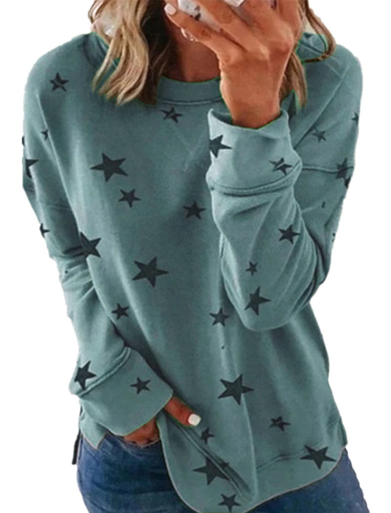 Star Print Oversized Pullover Top