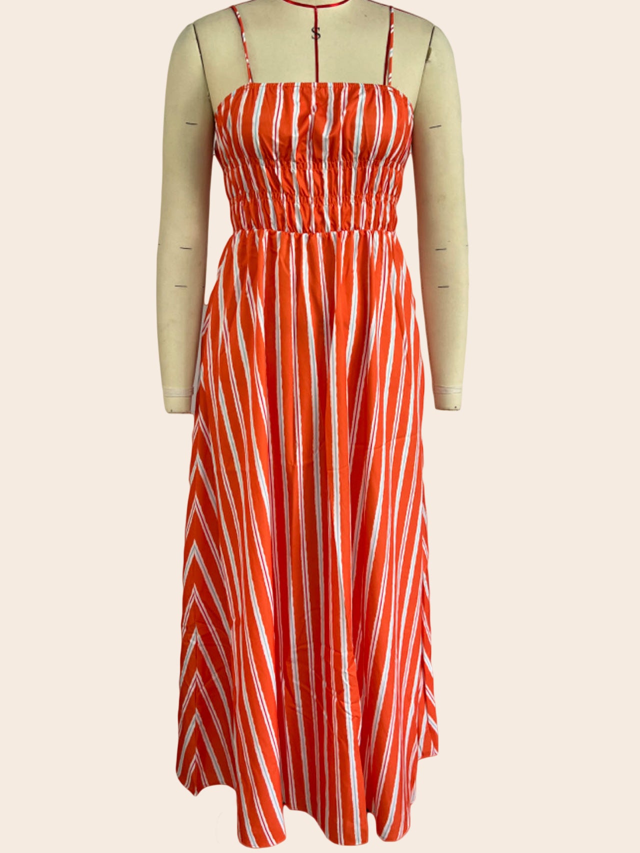 Striped Smocked Maxi Cami Dress