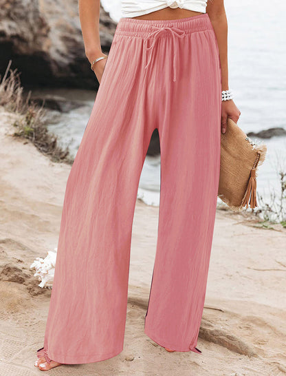 Wide-Leg Drawstring Pants