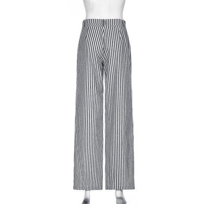 Striped Straight-Leg Casual Pants