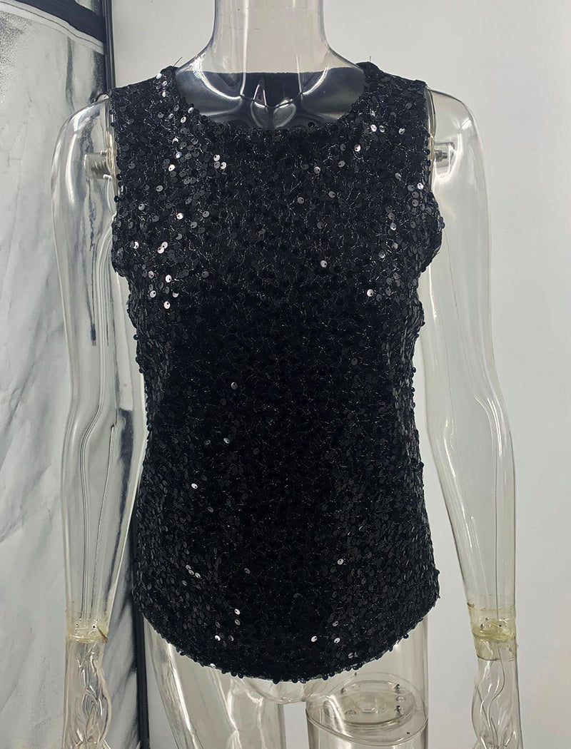 Sleeveless Sequin Tank Top