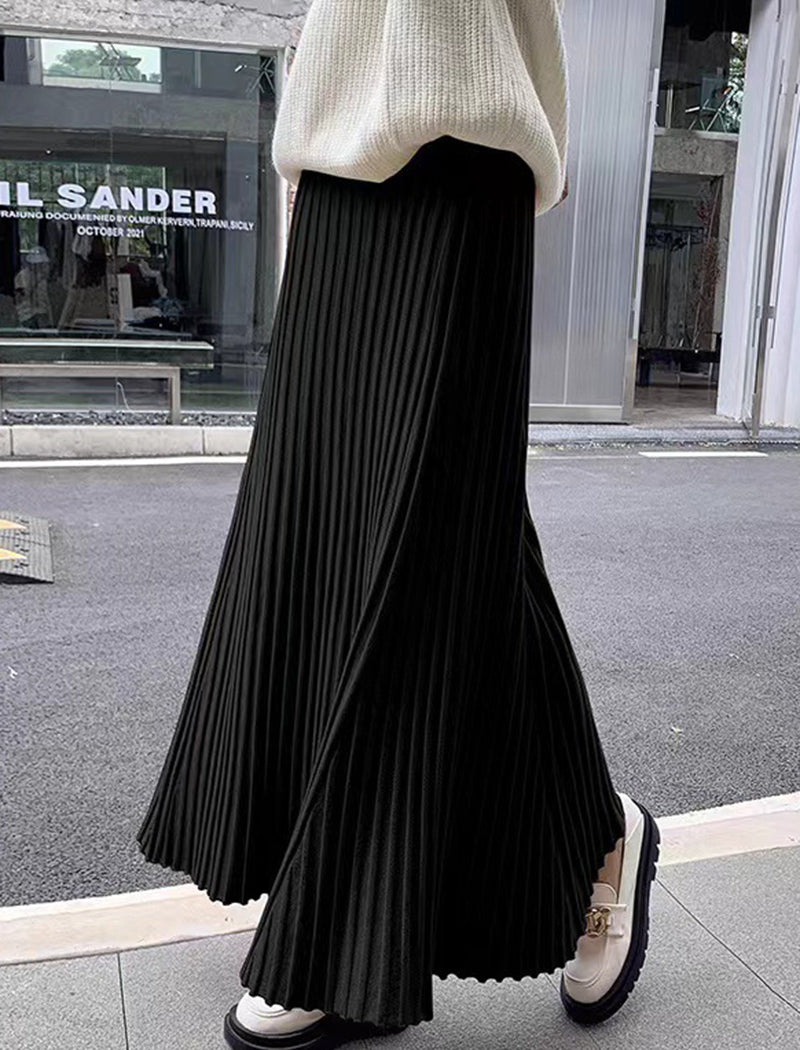 Pleated High-Rise Maxi Skirt