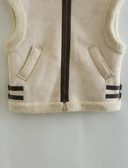 Faux Fur Quilted Sleeveless Vest
