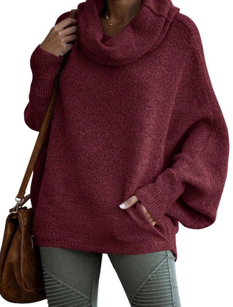 Oversized Cowl Neck Knit Sweater