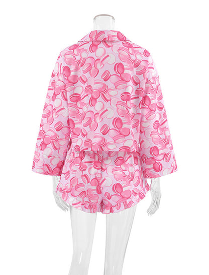 Ruffle-Trim Short Pajama Set