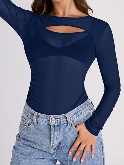 Cutout Long Sleeve Top