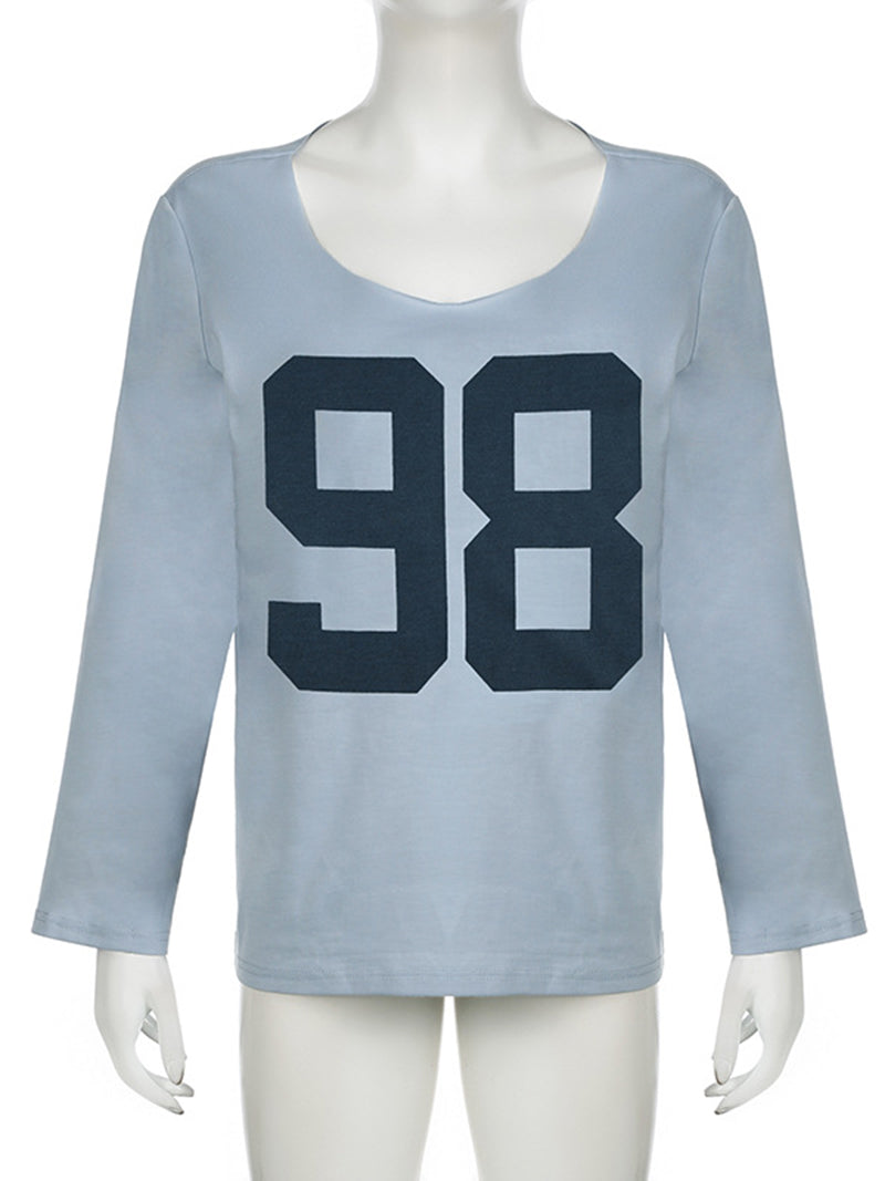 Number Print Long-Sleeve Top