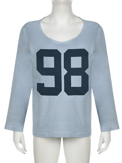 Number Print Long-Sleeve Top