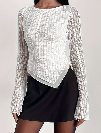 Elegant Lace Bell-Sleeve Top