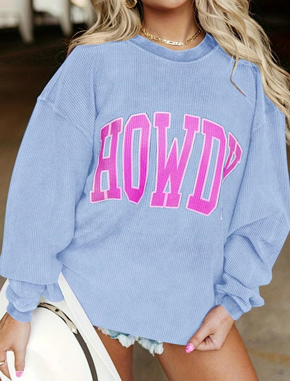 Oversized &quot;Howdy&quot; Graphic Sweater