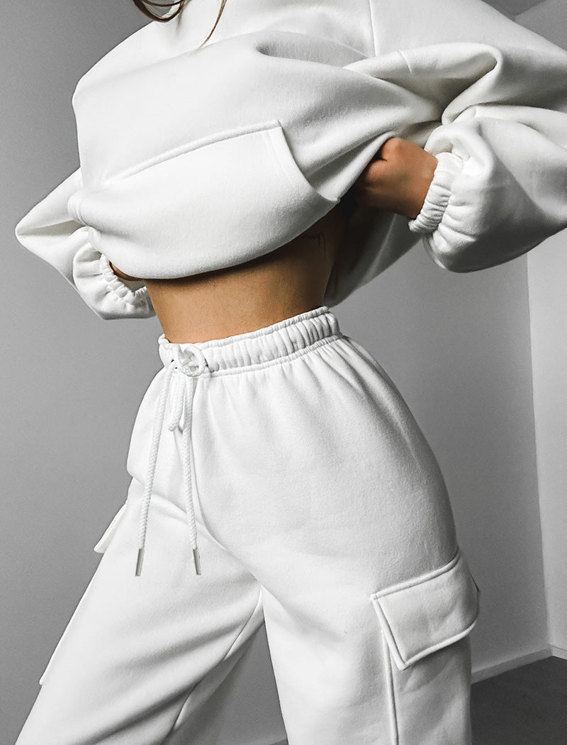 Cozy Fleece Hoodie and Cargo Joggers Set