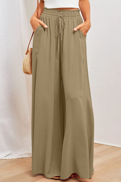 Wide-Leg Drawstring Pants