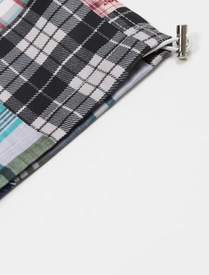 Patchwork Plaid Drawstring Pants
