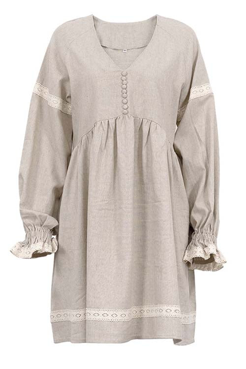 Puff Sleeve Button Dress