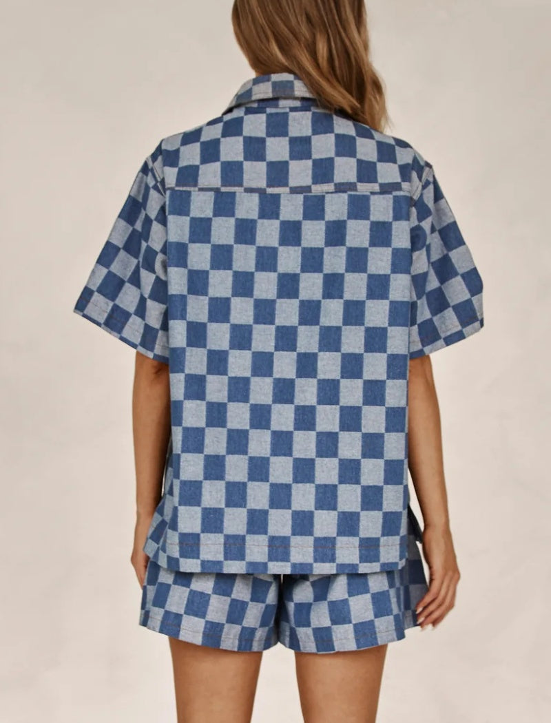 Checked Shirt and Shorts Co-Ord Set