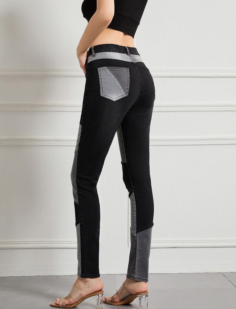 Slim High-Waisted Stretch Denim Pants