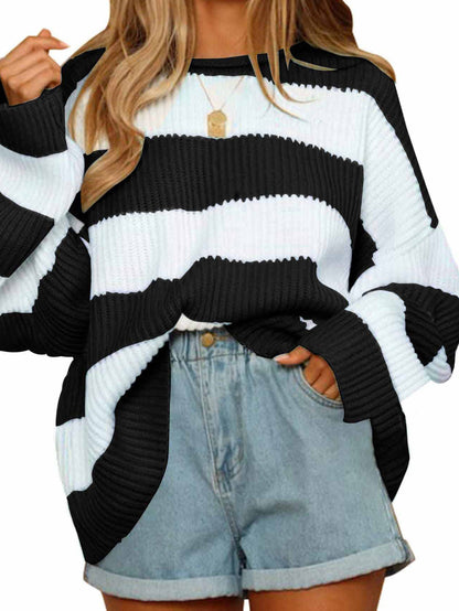 Striped Knit Pullover Sweater