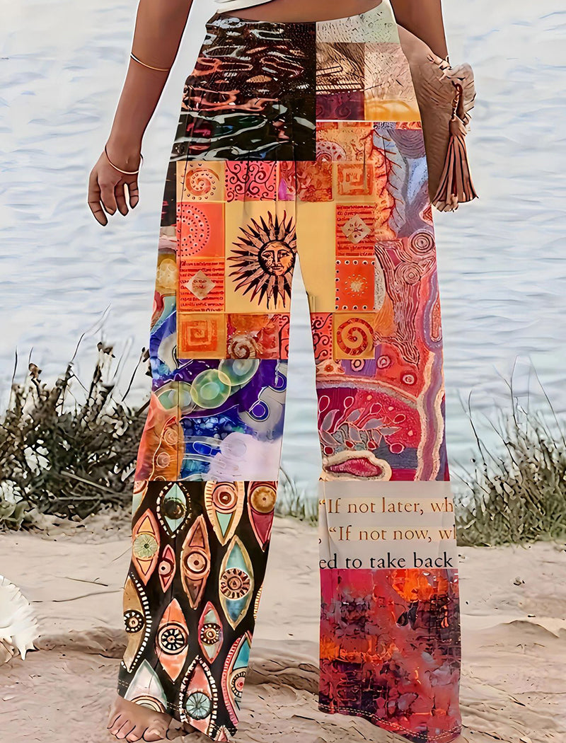 Patchwork Bohemian Wide-Leg Pants