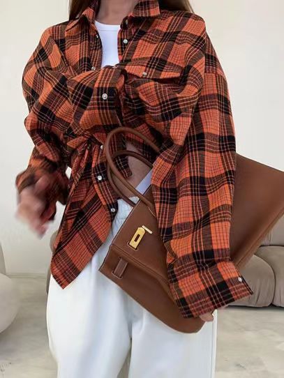 Plaid Button-Front Shirt