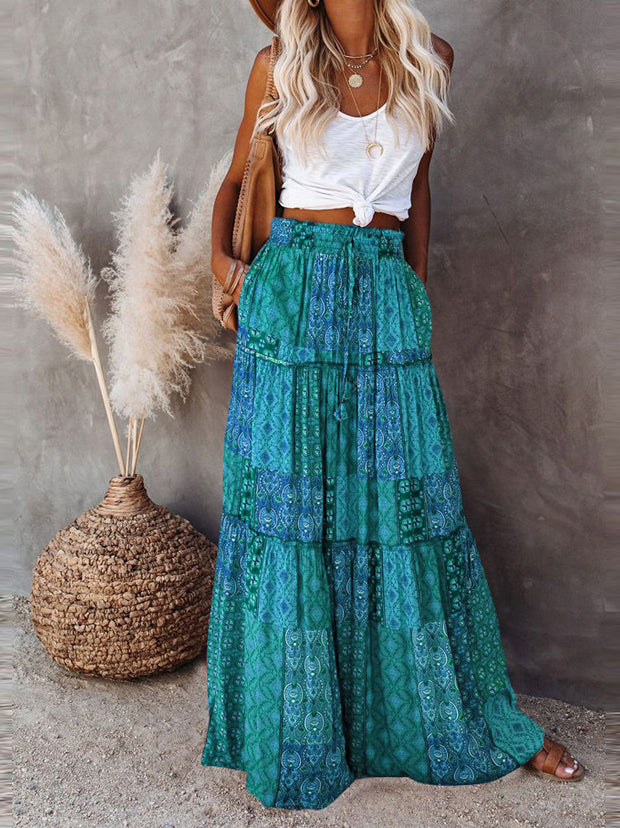 Graphic Print High-Waist Maxi Skirt