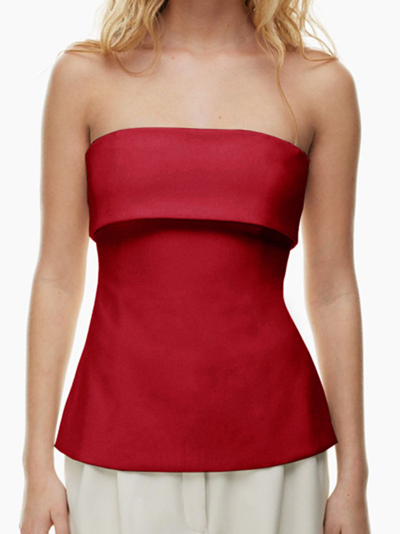 Solid Peplum Tube Top