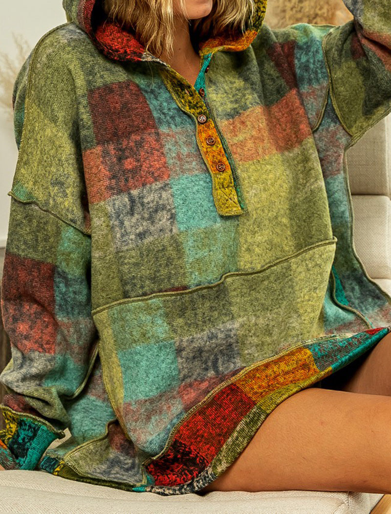 Multicolor Patchwork Oversized Hoodie