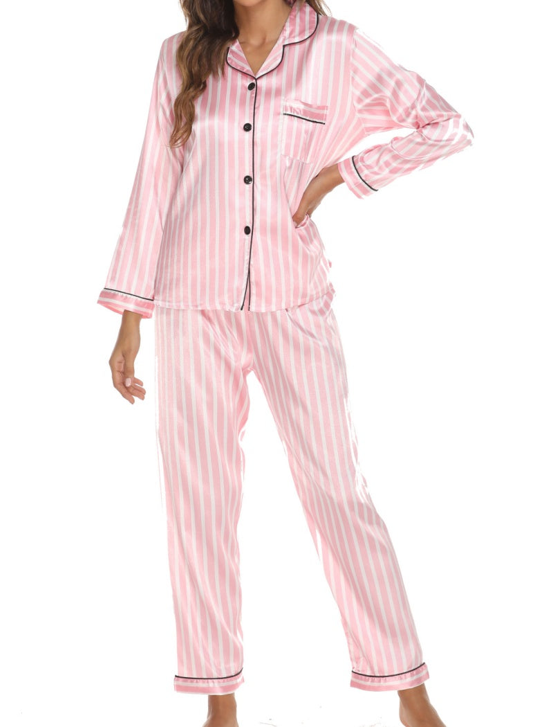 Satin Knit Cardigan Long Sleeve Pajama Set