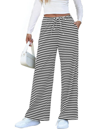 Casual Stripe Tie Bell Pants