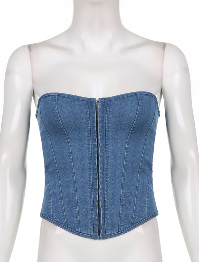 Denim Corset Bustier Top