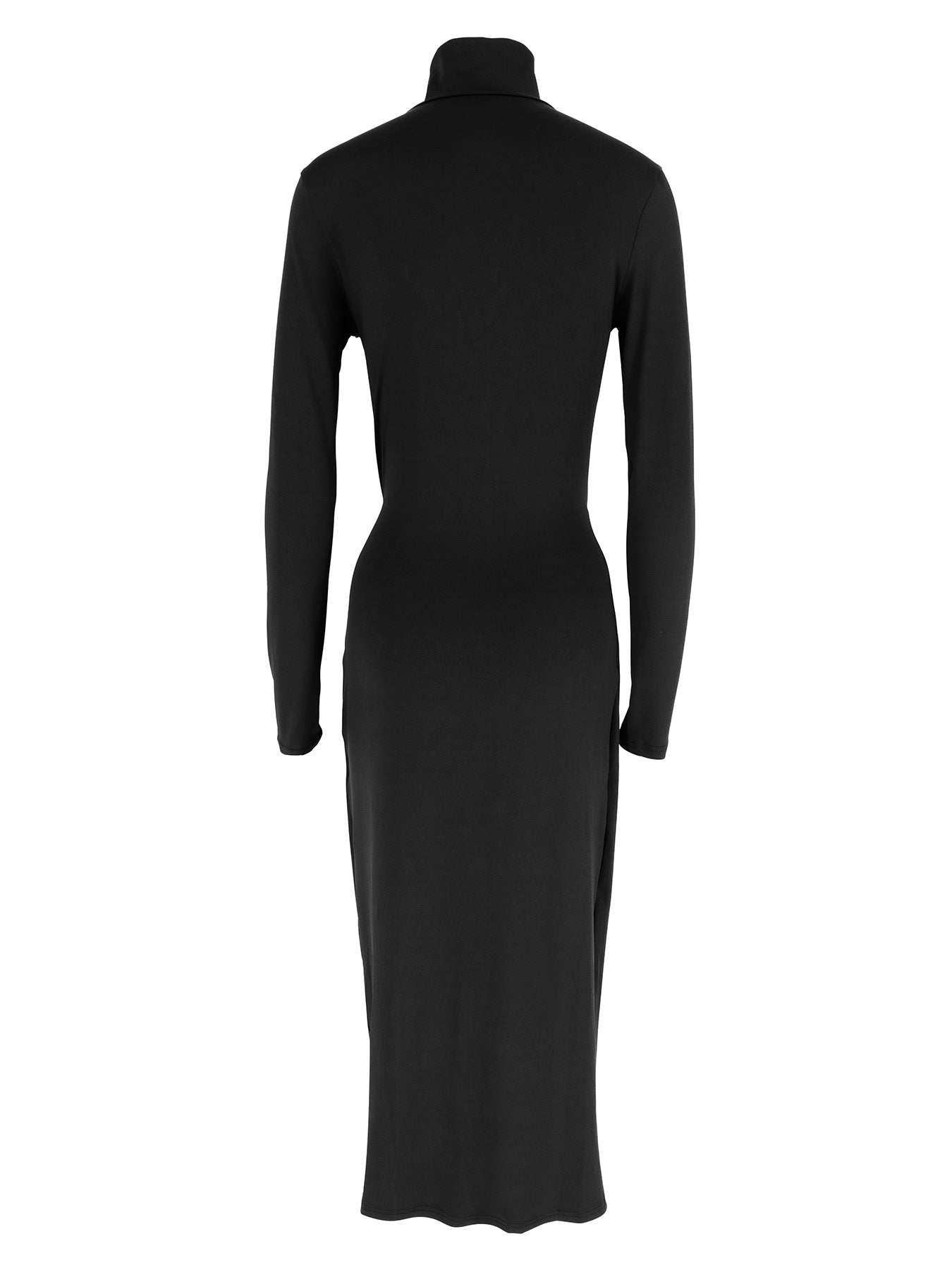 Ruched Long-Sleeve Split-Hem Maxi Dress