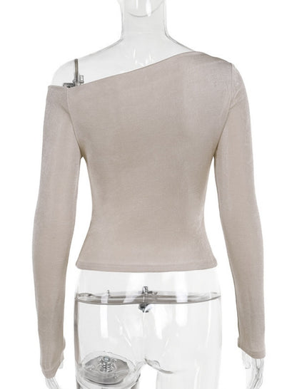 Ruched Off-Shoulder Long Sleeve Top